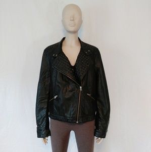 Rock & Republic Black Biker Jacket w/ Studs Sz XL